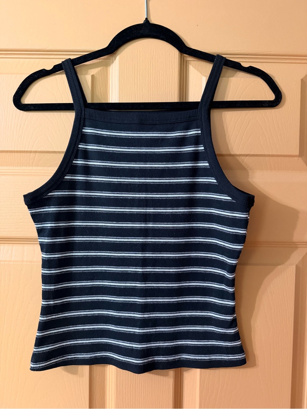 SO Navy and White Striped Ribbed Tank Top